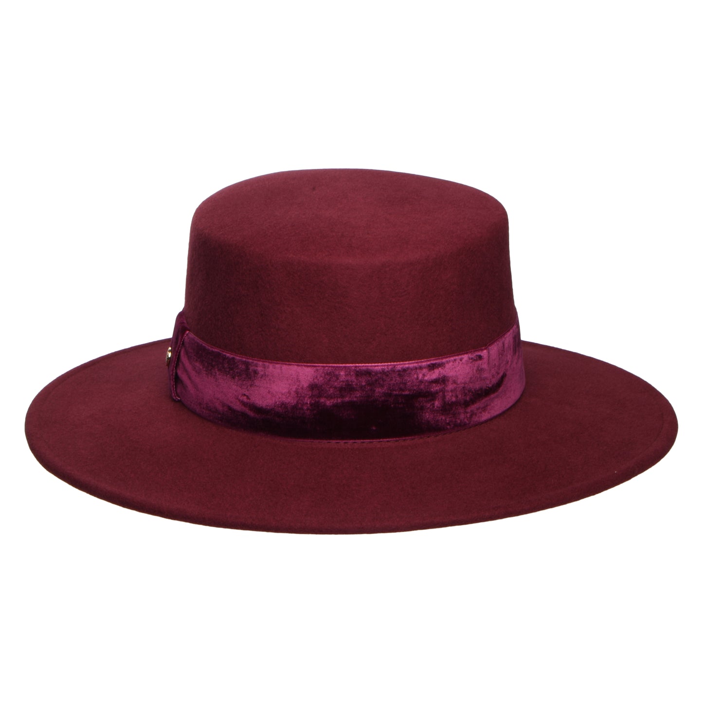 Failsworth Hats Showerproof Wool Felt Boater Hat With Velvet Band - Burgundy
