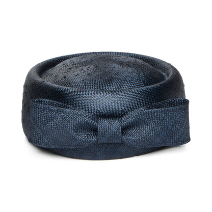 Whiteley Hats Jackie O Straw Pillbox Hat - Navy Blue