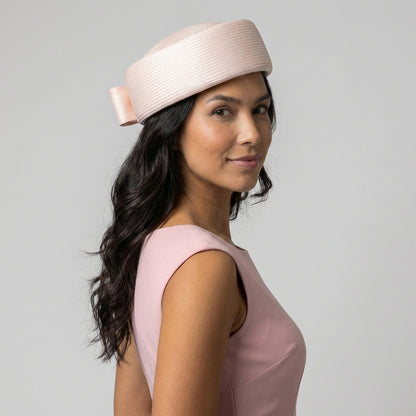 Whiteley Hats Jackie O Straw Pillbox Hat - Pink