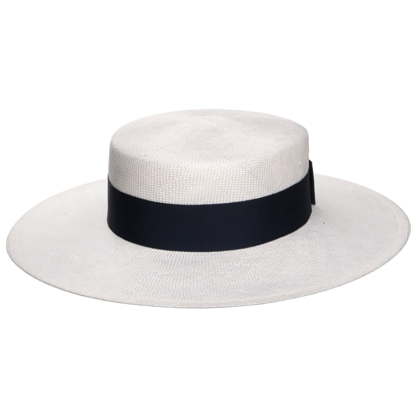 Whiteley Hats Audrey Boater Hat - White-Navy