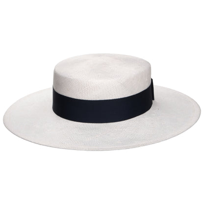 Whiteley Hats Audrey Boater Hat - White-Navy