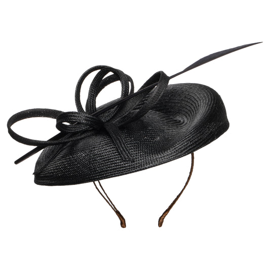 Whiteley Hats Bella Straw Disc Fascinator - Black