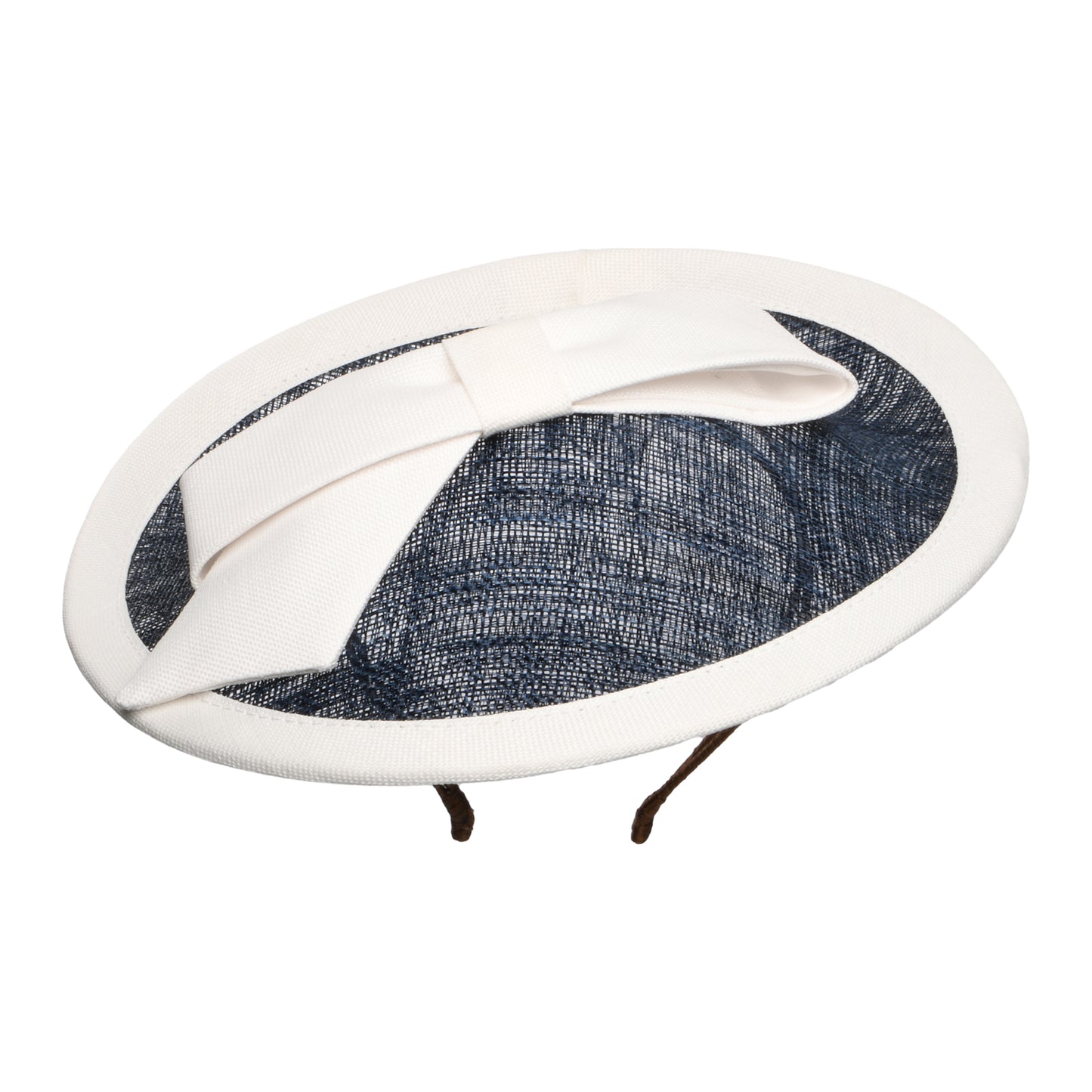 Whiteley Hats Grace Straw Disc Fascinator - Navy-Ivory
