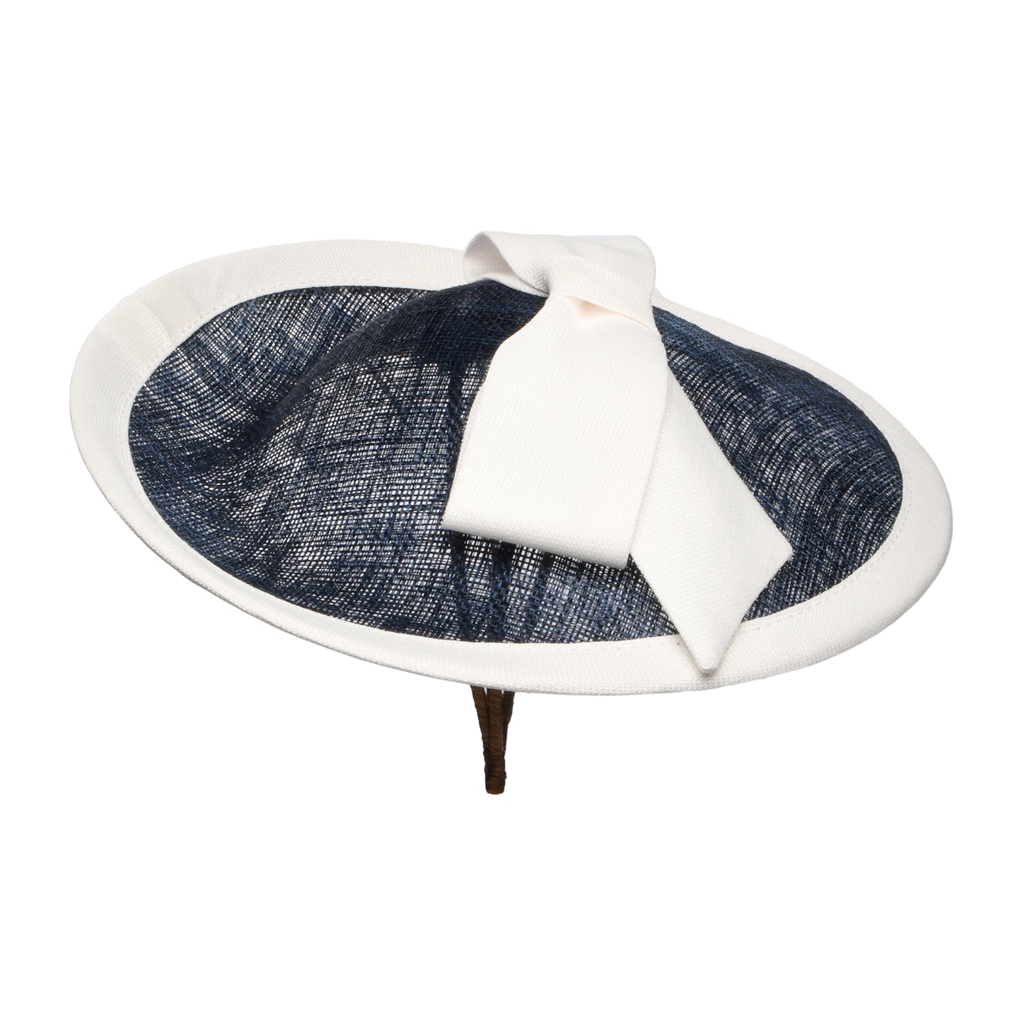 Whiteley Hats Grace Straw Disc Fascinator - Navy-Ivory