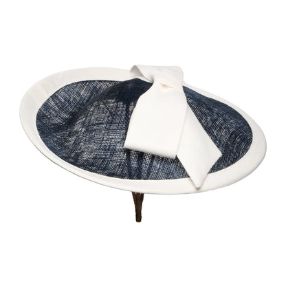 Whiteley Hats Grace Straw Disc Fascinator - Navy-Ivory
