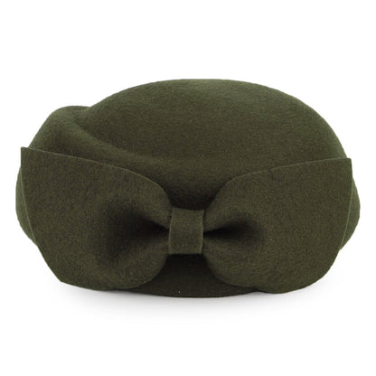 Whiteley Hats Avery Wool Pillbox Hat with Bow - Moss