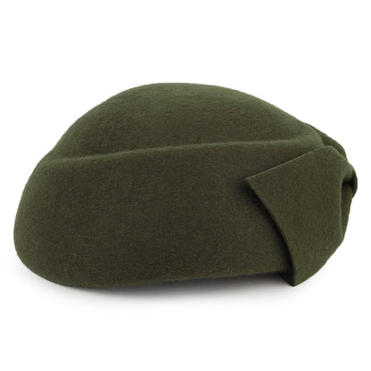 Whiteley Hats Avery Wool Pillbox Hat with Bow - Moss