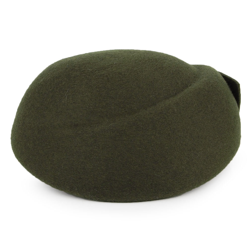Whiteley Hats Avery Wool Pillbox Hat with Bow - Moss