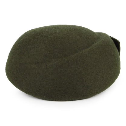 Whiteley Hats Avery Wool Pillbox Hat with Bow - Moss