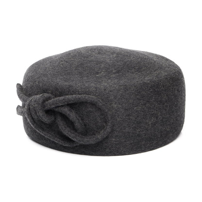 Whiteley Hats Caroline Wool Pillbox Hat With Bow - Charcoal