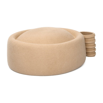 Whiteley Hats Jackie O Loop Bow Wool Pillbox Hat - Camel