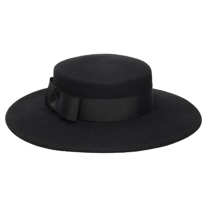 Whiteley Hats Fiona Wool Felt Boater Hat - Black