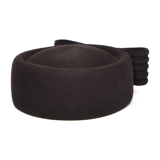 Whiteley Hats Jackie O Loop Bow Wool Pillbox Hat - Chocolate