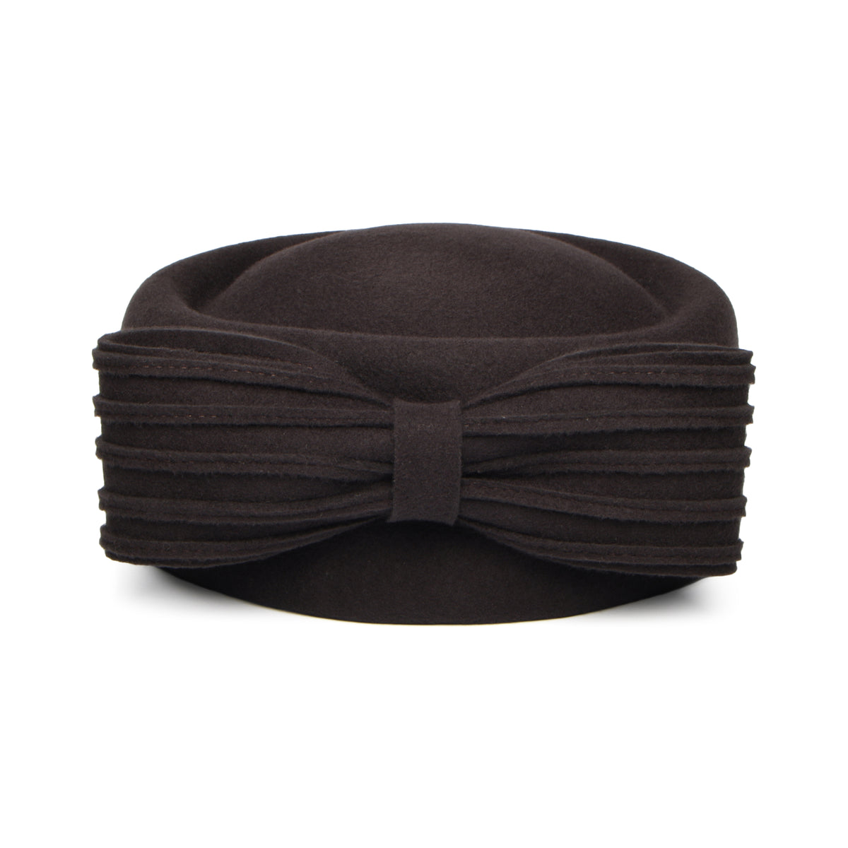 Whiteley Hats Jackie O Loop Bow Wool Pillbox Hat - Chocolate
