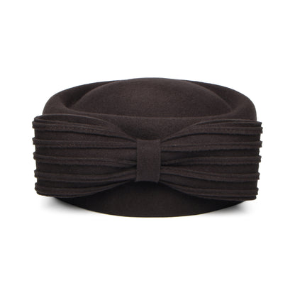 Whiteley Hats Jackie O Loop Bow Wool Pillbox Hat - Chocolate