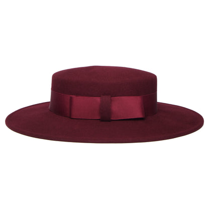 Whiteley Hats Fiona Wool Felt Boater Hat - Mulberry