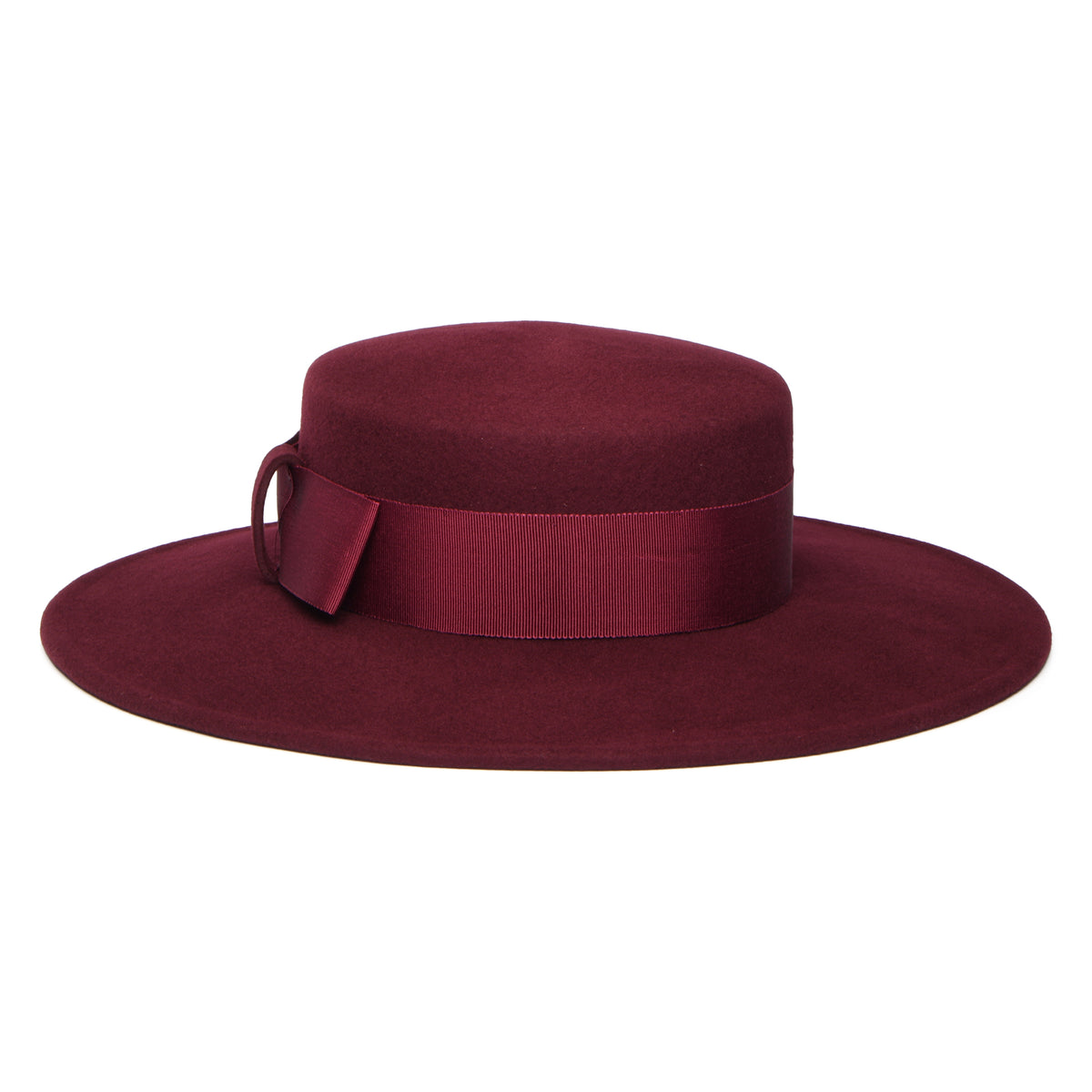 Whiteley Hats Fiona Wool Felt Boater Hat - Mulberry