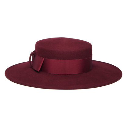Whiteley Hats Fiona Wool Felt Boater Hat - Mulberry