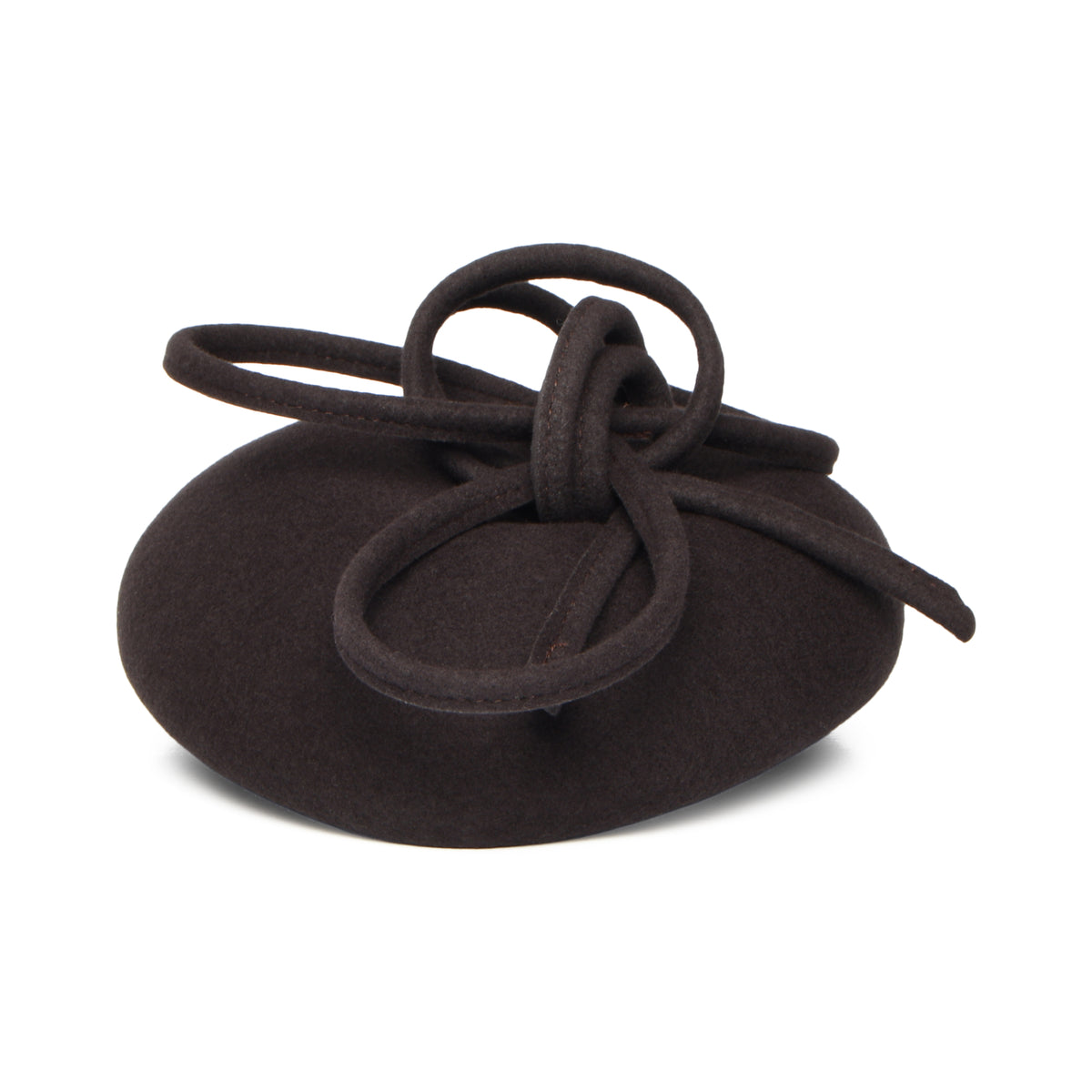 Whiteley Hats Rosey Wool Pillbox Hat with Swirl - Chocolate