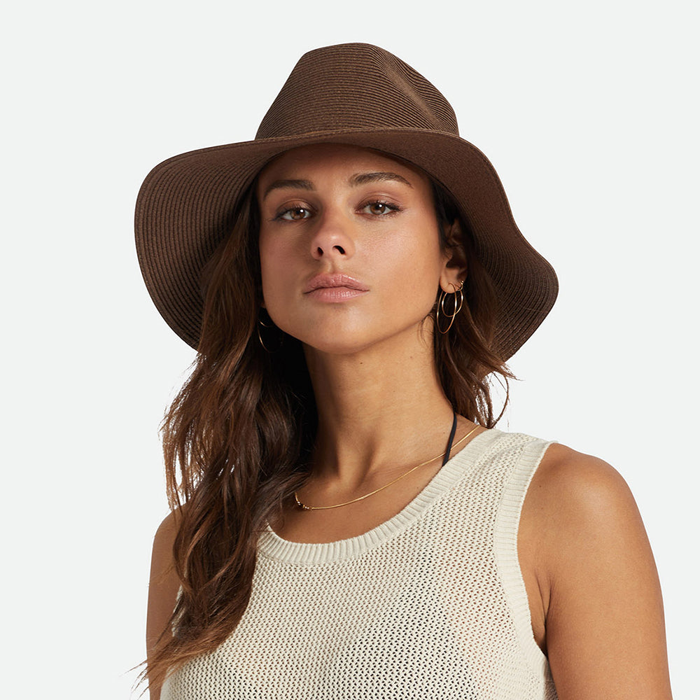 Brixton Hats Wesley Packable Straw Fedora Hat - Brown