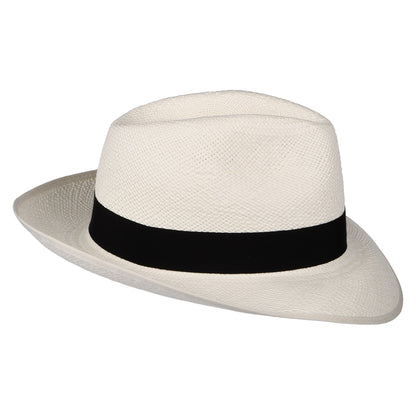 Christys Hats Classic Preset Panama Fedora Hat with Black Band - Bleach