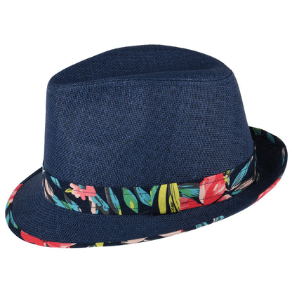 Failsworth Hats Malibu Toyo Straw Trilby Hat - Navy Blue