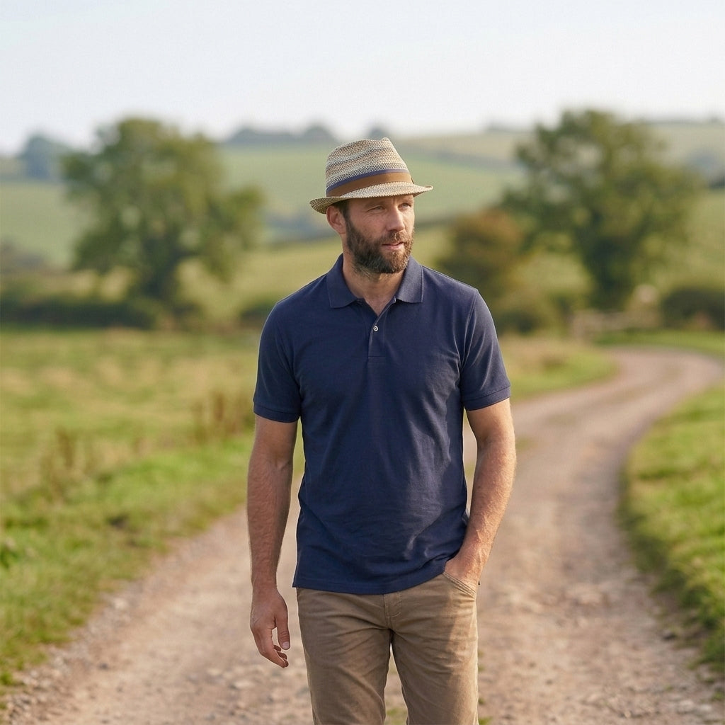 Stetson Hats Player Toyo Straw Trilby Hat - Natural-Blue