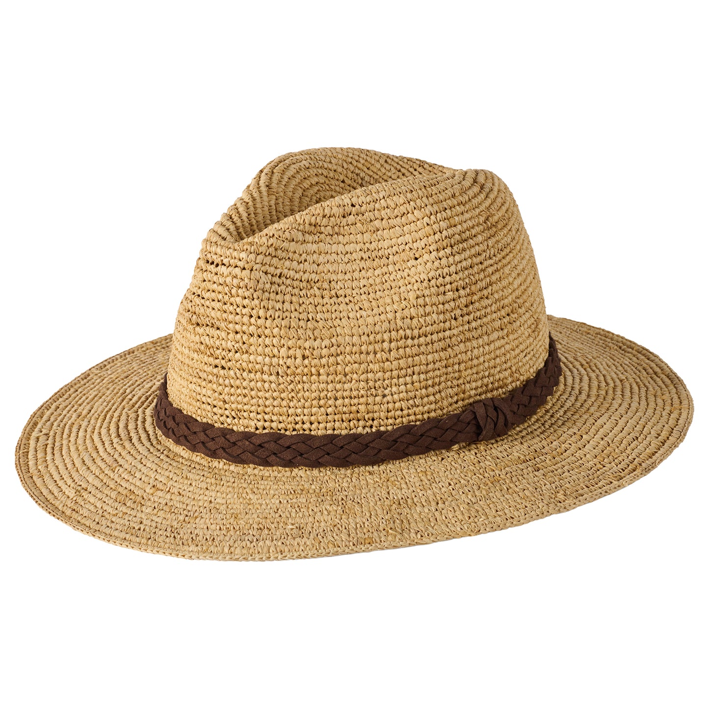 Failsworth Hats Amalfi Crocheted Raffia Straw Fedora Hat - Natural