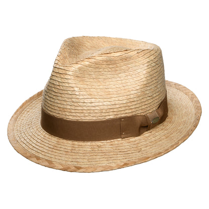 Scala Hats Landon Palm Straw Fedora Hat - Toast
