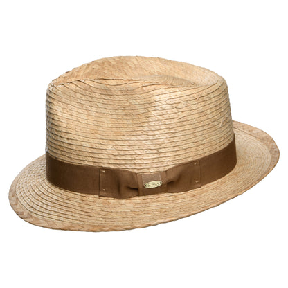 Scala Hats Landon Palm Straw Fedora Hat - Toast
