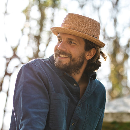 Jaxon & James Raffia Straw Diamond Crown Pork Pie Hat - Natural