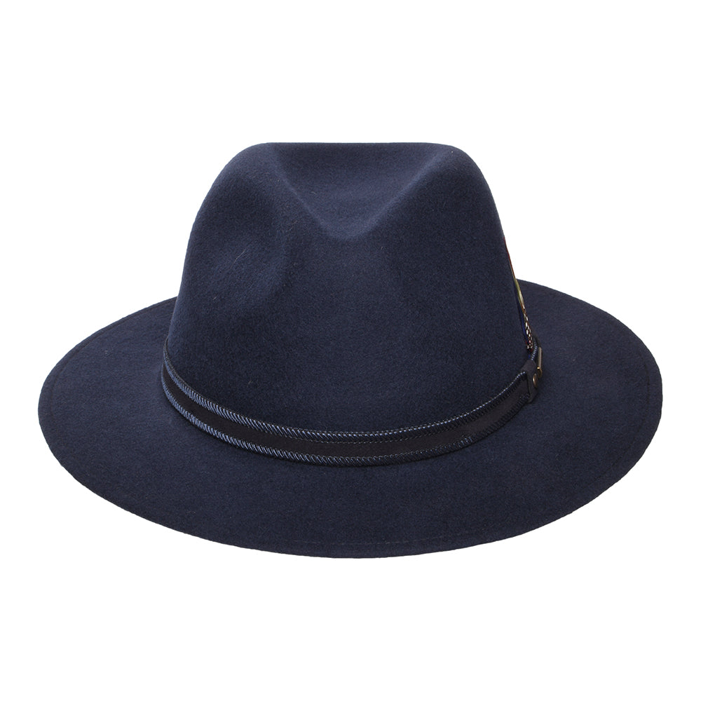 Stetson Hats Tenvelco Traveller Water Repellent Wool Felt Safari Fedora Hat - Navy Blue