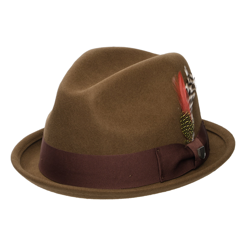 Brixton Hats Gain Wool Felt Trilby Hat - Coffee-Chestnut