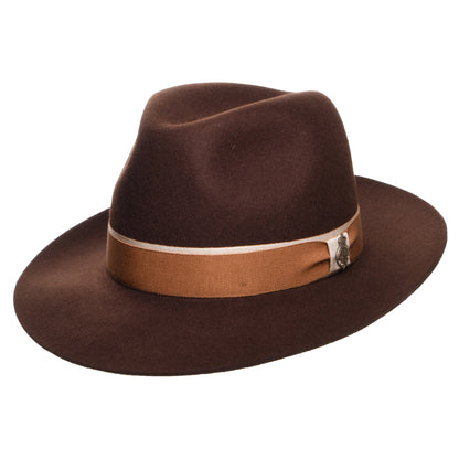 Christys Hats Lingfield Wool Felt Fedora Hat - Brown