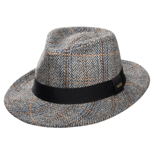Scala Hats Barry Herringbone Wool Blend Fedora Hat - Grey
