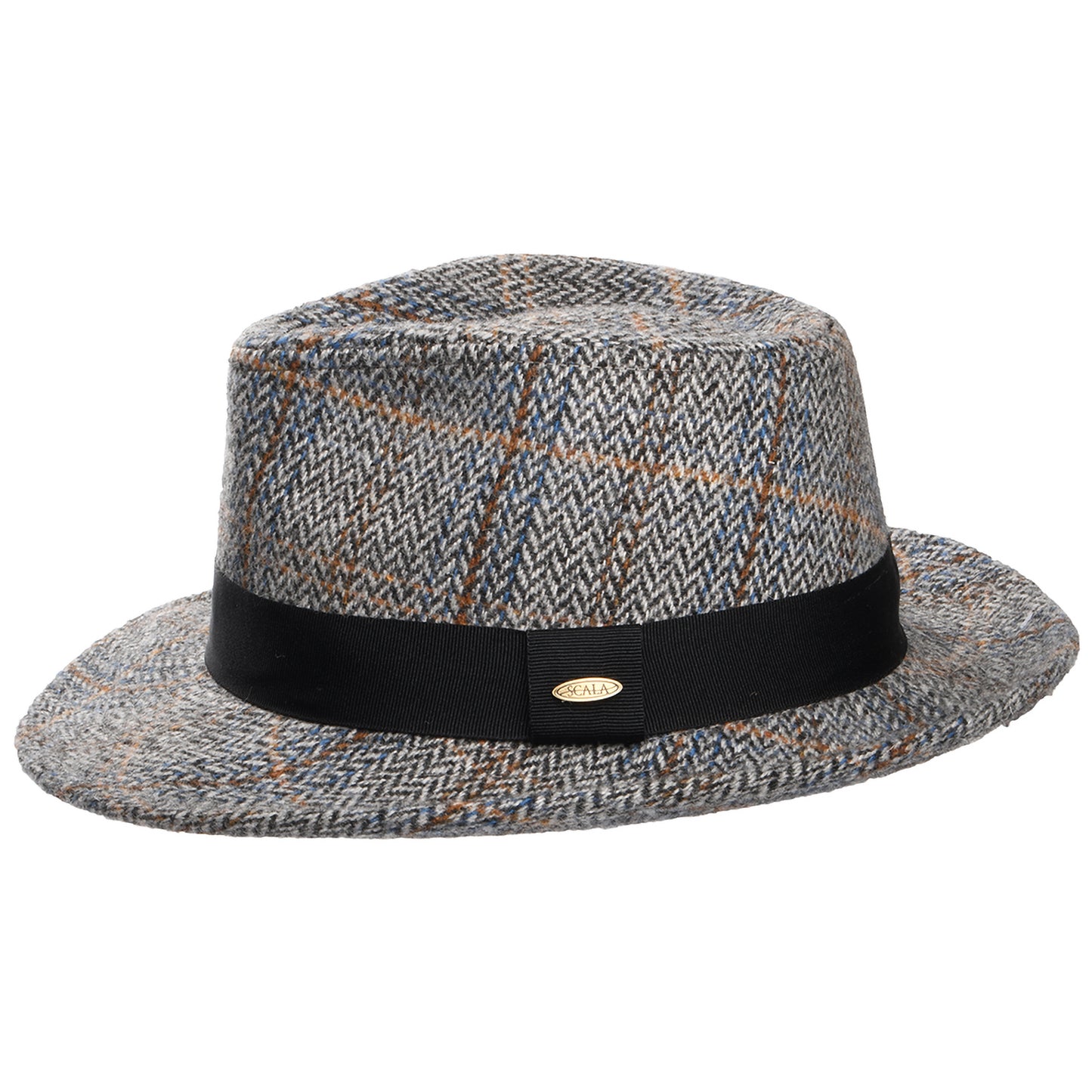 Scala Hats Barry Herringbone Wool Blend Fedora Hat - Grey