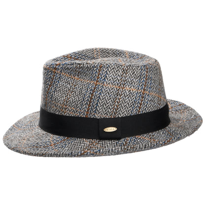 Scala Hats Barry Herringbone Wool Blend Fedora Hat - Grey