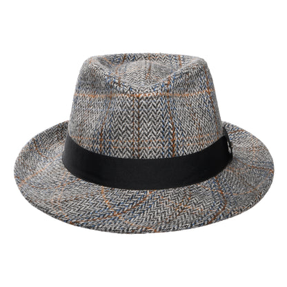 Scala Hats Barry Herringbone Wool Blend Fedora Hat - Grey