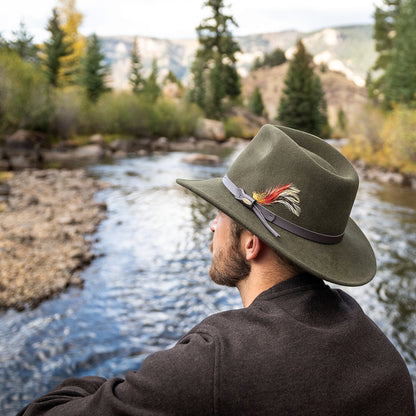 Scala Hats Dakota Crushable Water Repellent Wool Felt Outback Hat - Olive