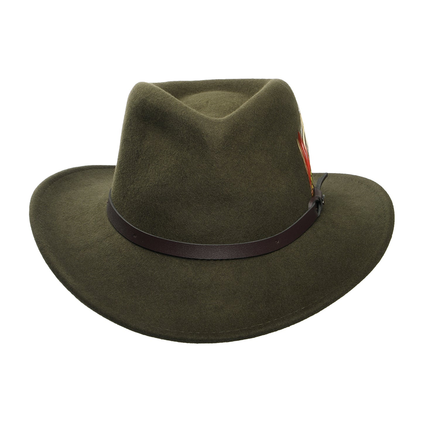 Scala Hats Dakota Crushable Water Repellent Wool Felt Outback Hat - Olive