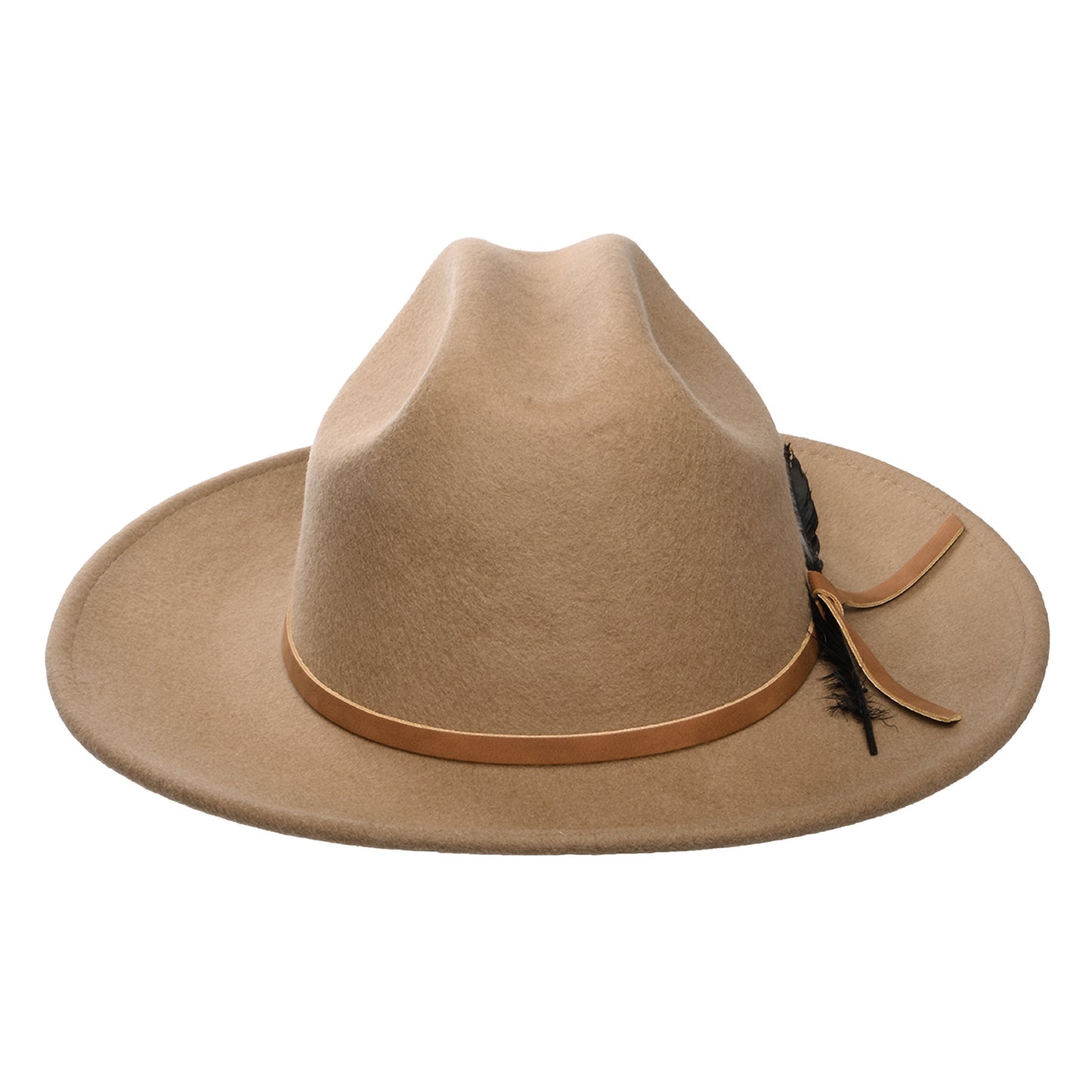 Scala Hats Adan Wool Felt Cowboy Hat with Feather - Putty