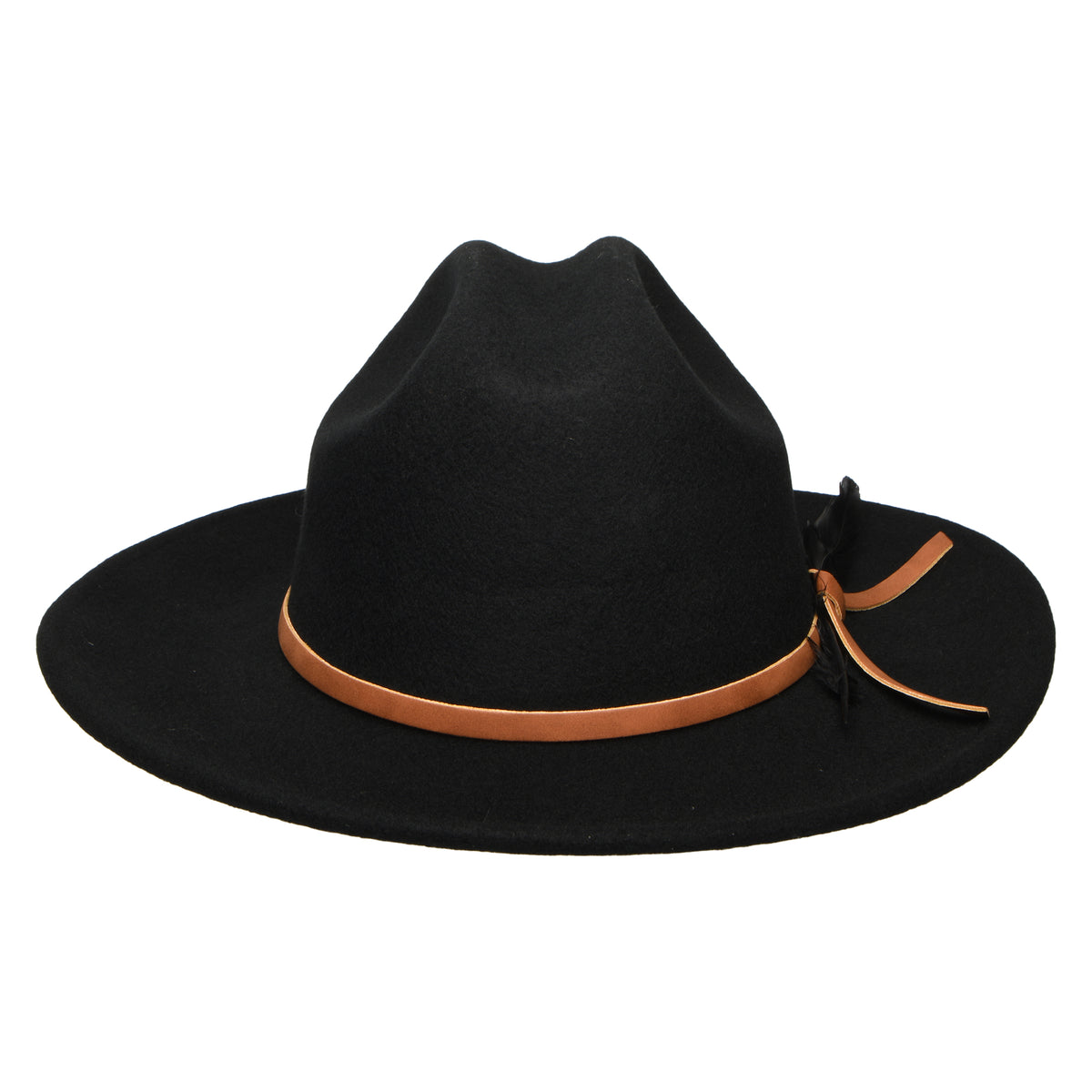 Scala Hats Adan Wool Felt Cowboy Hat with Feather - Black