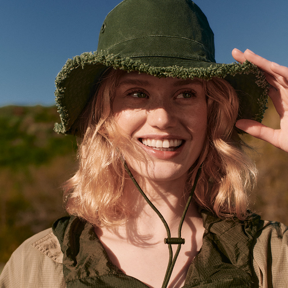 Tilley Hats T3 Fringe Wanderer Cotton Sun Hat - Pine Green