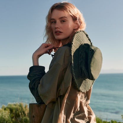 Tilley Hats T3 Fringe Wanderer Cotton Sun Hat - Pine Green