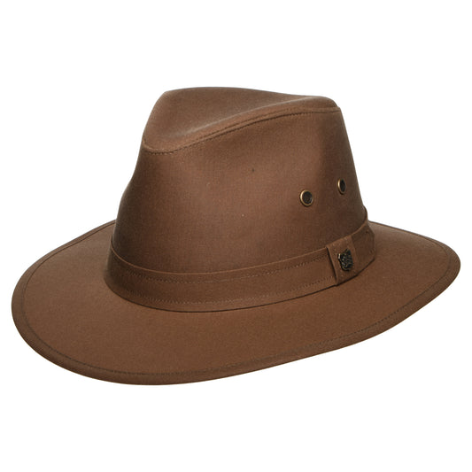 Failsworth Hats Drifter Water Repellent British Waxed Cotton Fedora Hat - Coffee