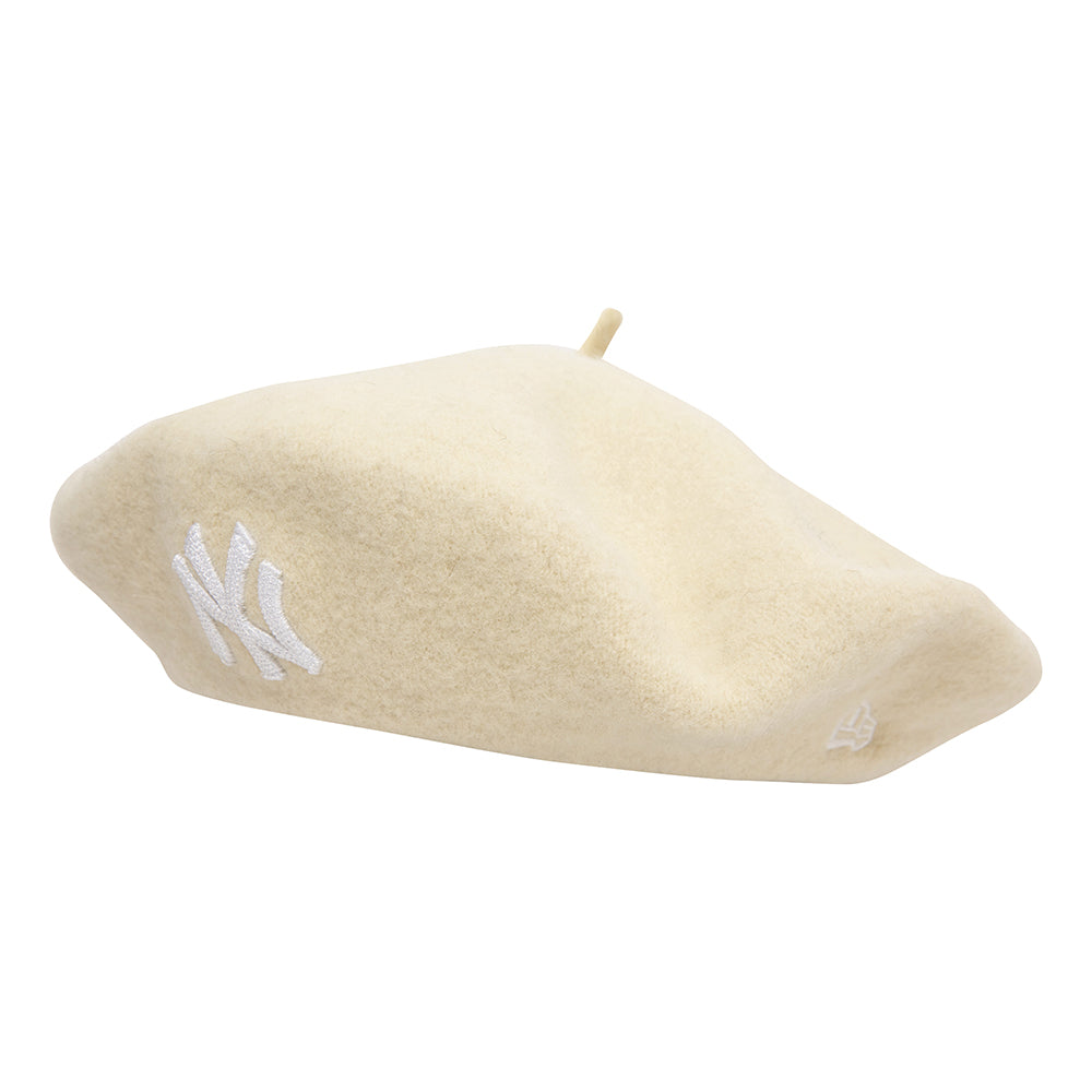New Era Womens New York Yankees Melton Wool Beret - Cream-White
