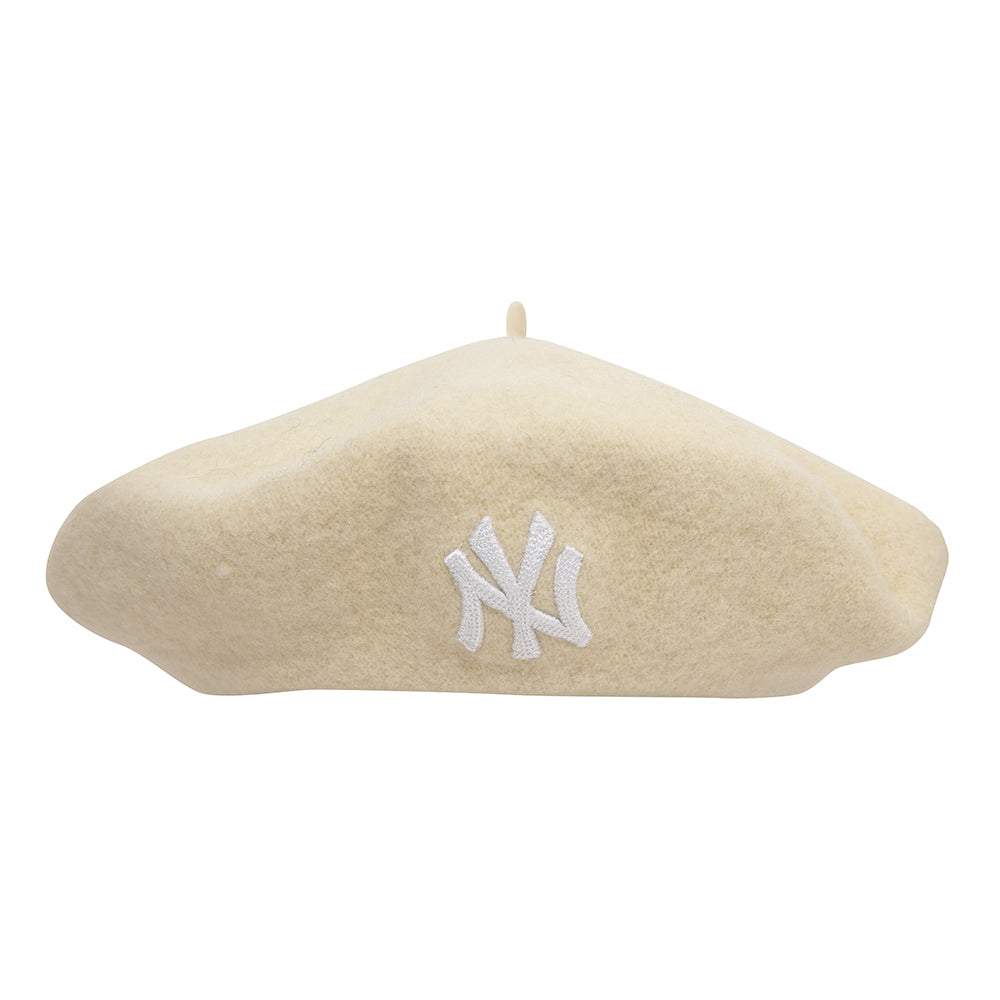 New Era Womens New York Yankees Melton Wool Beret - Cream-White