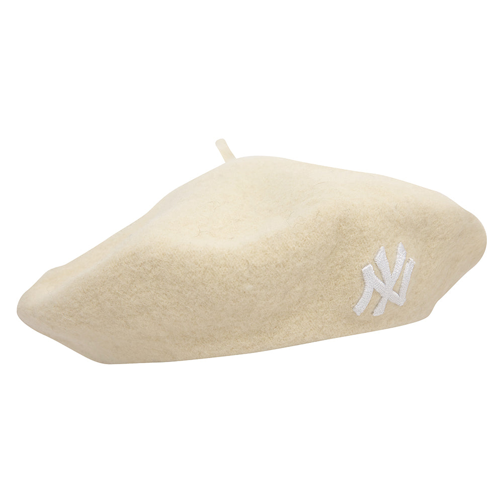 New Era Womens New York Yankees Melton Wool Beret - Cream-White