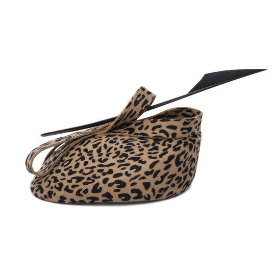 Whiteley Hats Wool Felt Beret With Quill - Leopard