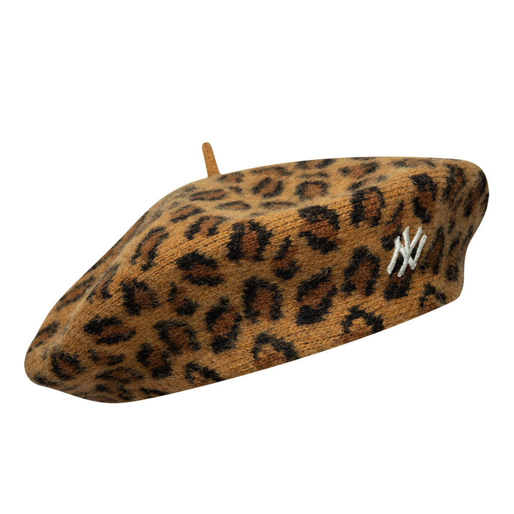 New Era New York Yankees Wool Beret - Leopard - Camel-White